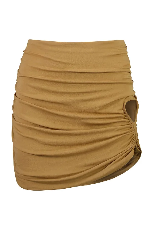 08 VAL MINI SKIRT - ALMOND silk skirt smooth