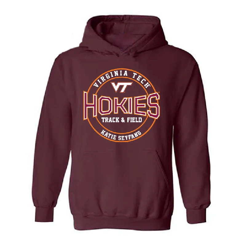 Virginia Tech - NCAA Women's Track & Field : Katie Seyfang - Classic Fashion Shersey Hooded Sweatshirt Hoodie with Full-Zip Functional Layering