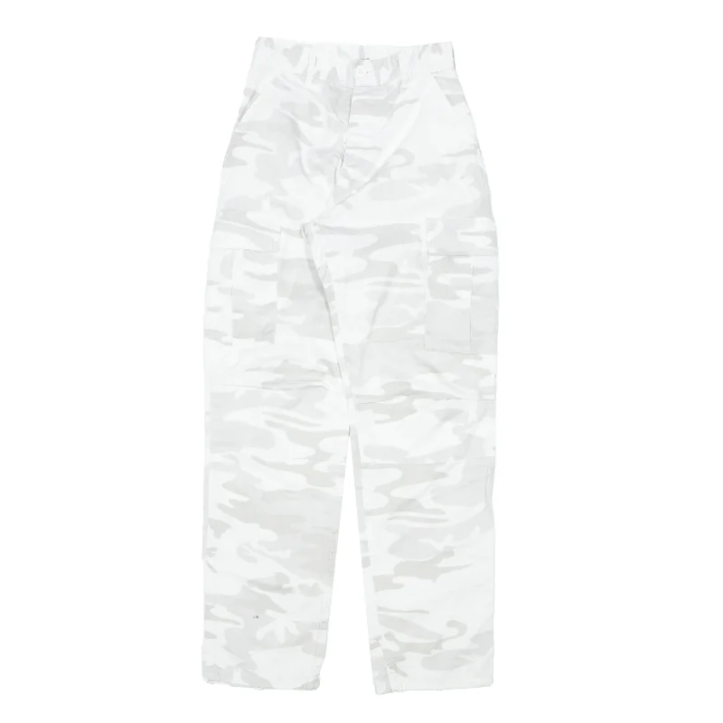 Camo cargo Chambray Trousers White Regular Straight Womens W23 L29 Trousers cozy comfortable