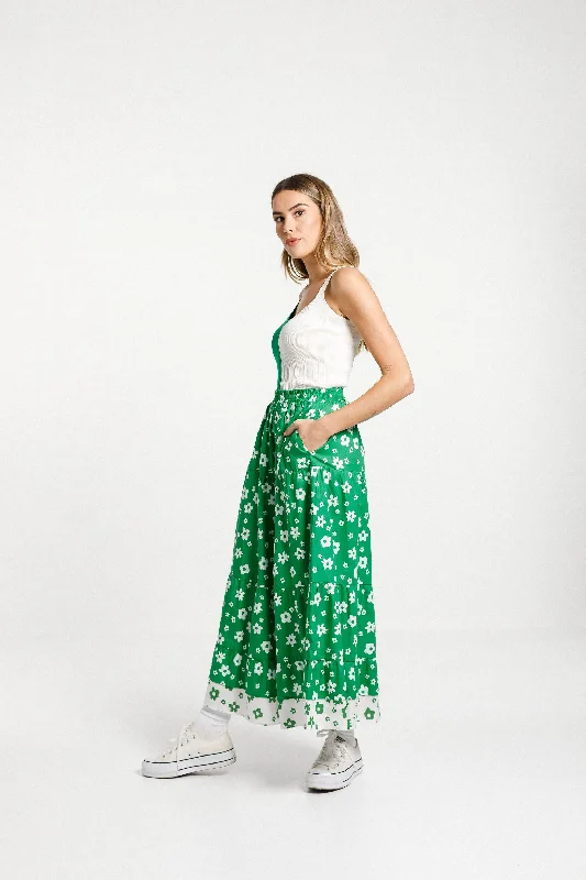 Lucia Skirt - Sale - Green/White Garden cashmere skirt rich