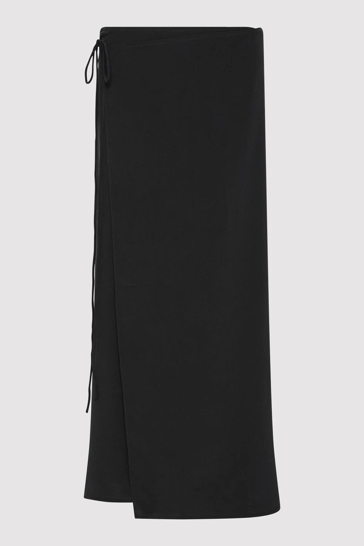 Silk Wrap Tie Skirt - Black pencil skirt chic