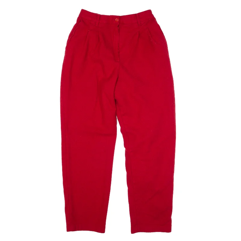 SAG HARBOUR Trousers Red Regular Tapered Wool Womens W24 L26 Wide Leg Loose Fit Mid Waist