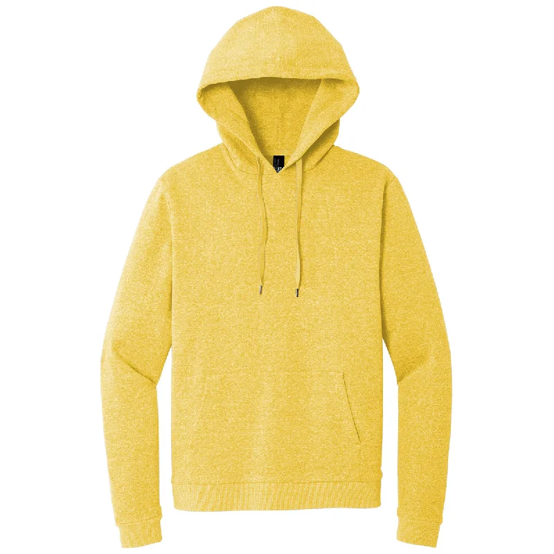 District Unisex Ochre Yellow Heather Perfect Tri Fleece Pullover Hoodie Fitted Ribbed Sweater