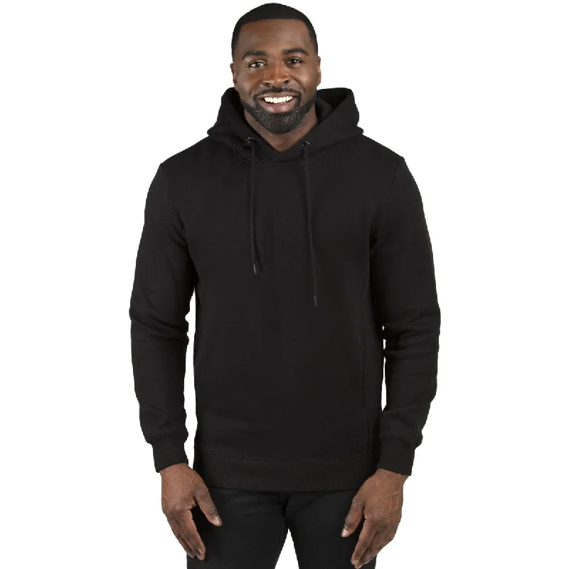 Threadfast Apparel Unisex Black Ultimate Fleece Pullover Hooded Sweatshirt Shirred Sleeve Feminine