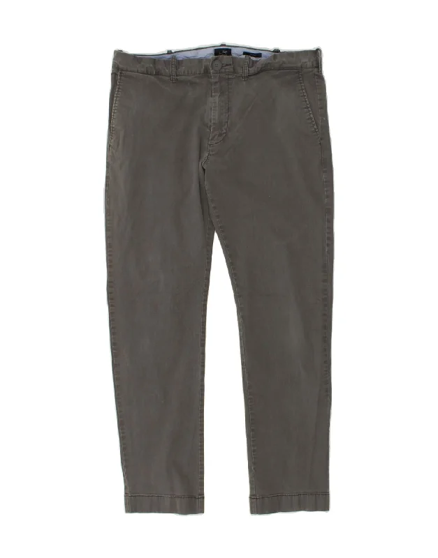 J. CREW Womens Driggs Slim Chino Trousers W33 L30 Grey Cotton Trousers Leather Faux