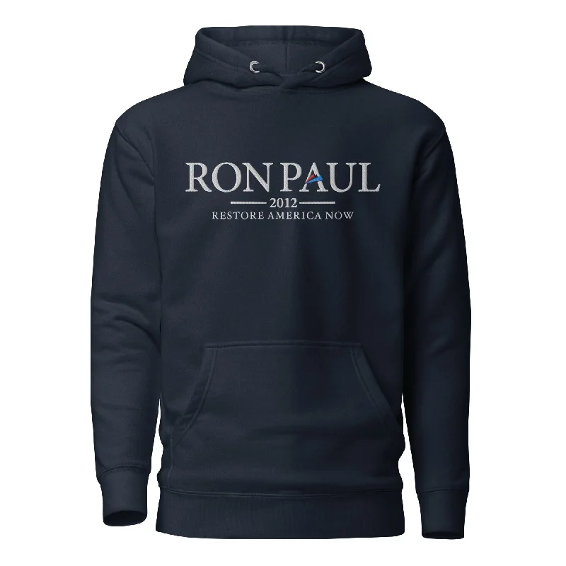 Ron Paul 2012 Reproduction Embroidered Unisex Hoodie Hoodie with Double Zipper Versatile Adjustable