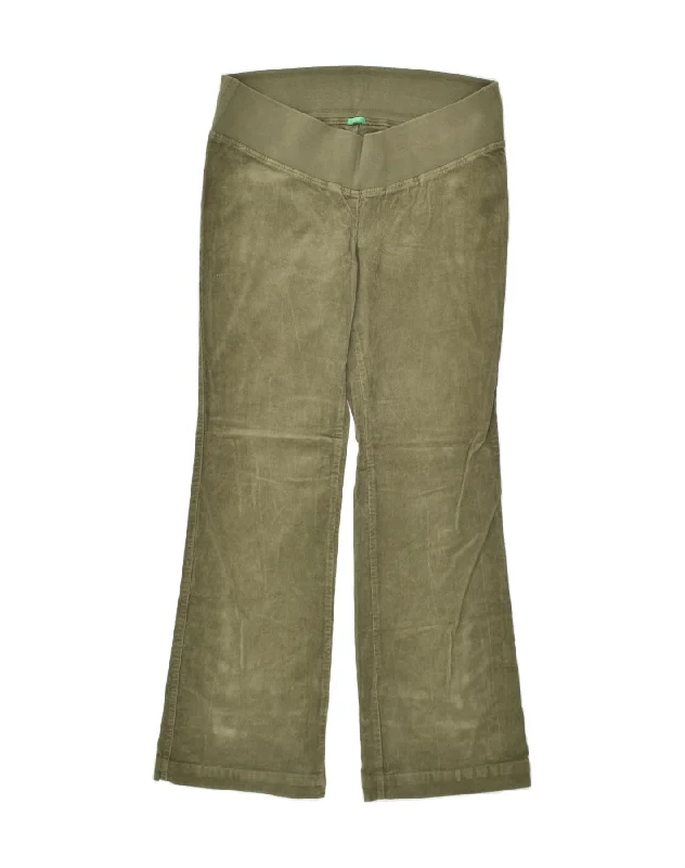 BENETTON Womens Bootcut Corduroy Trousers Large W34 L32 Khaki Cotton Trousers Recommended Stylist