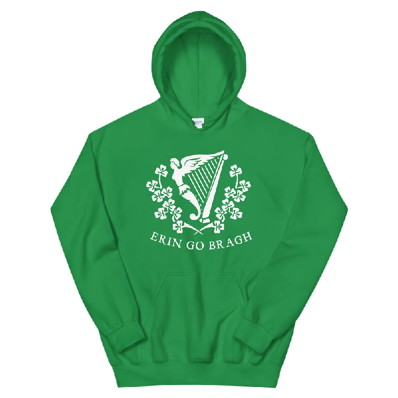 Erin Go Bragh Harp Green Unisex Hoodie Hoodie with High-Low Hem Asymmetrical Trendy