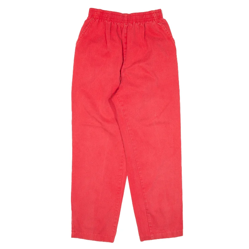 Trousers Red Relaxed Tapered Womens W24 L27 High Waist Slim Fit Ankle Length