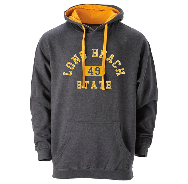 LBSU Pullover Hood - Graphite/Gold, League Cap Sleeve Casual