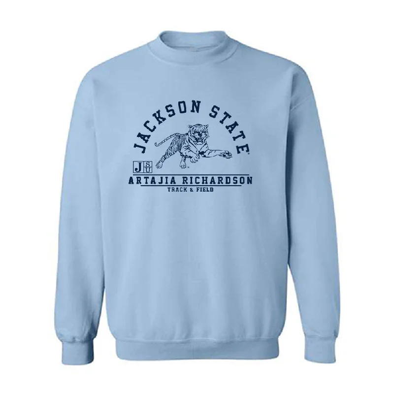 Jackson State - NCAA Women's Track & Field : Artajia Richardson - Classic Fashion Shersey Crewneck Sweatshirt Hoodie with Hem Drawcord Adjustable Customizable