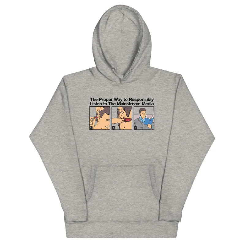 The Proper Way to Responsibly Listen To The Mainstream Media Unisex Hoodie Hoodie with Rhinestones Sparkly Elegant