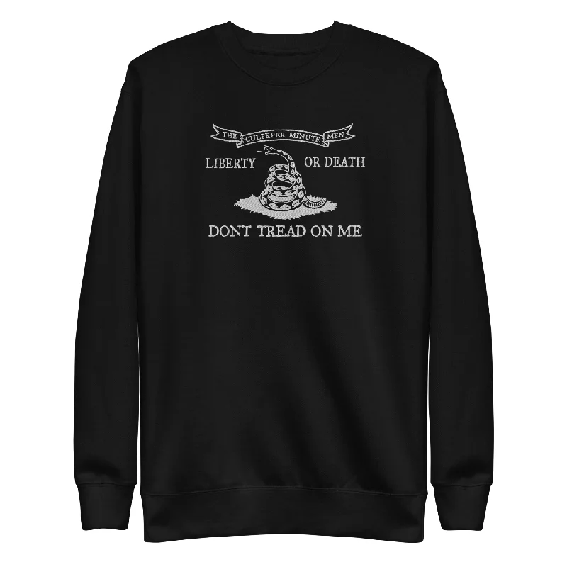 Culpeper Minutemen Don't Tread On Me Embroidered Crewneck Sweatshirt Hoodie with Turtle Neck Cozy Winter