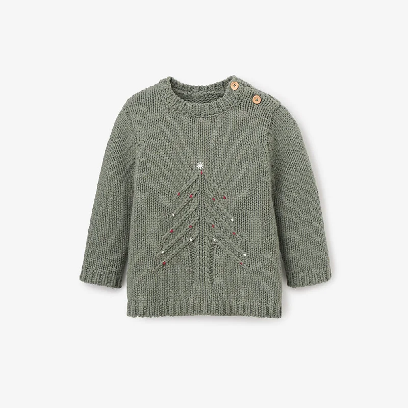 Green Christmas Tree Knit Pullover Thick Cable Knit