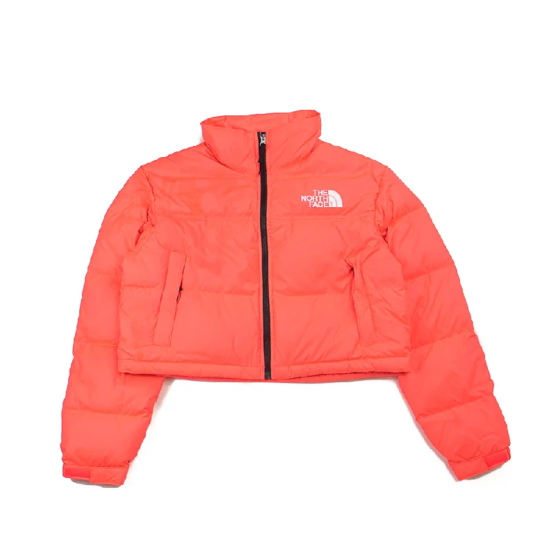 W Nuptse Short Jacket (Brilliant Coral) Snapped Jacket Toggled Jacket Drawstring Jacket