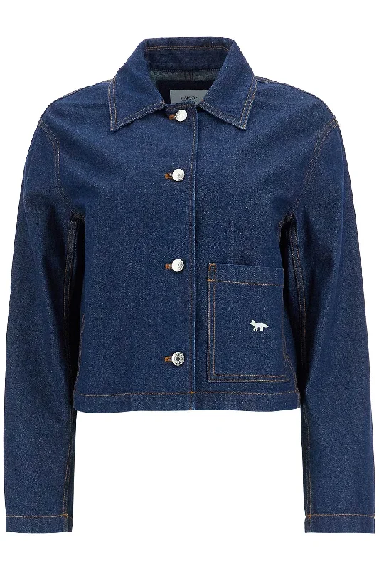 Maison Kitsune Women's Cropped blue Jacket For Women Cardigan Sweater Pullover