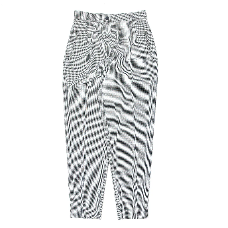 CANDA Houndstooth Print White Trousers W28 L30 Trousers fashionable trendy