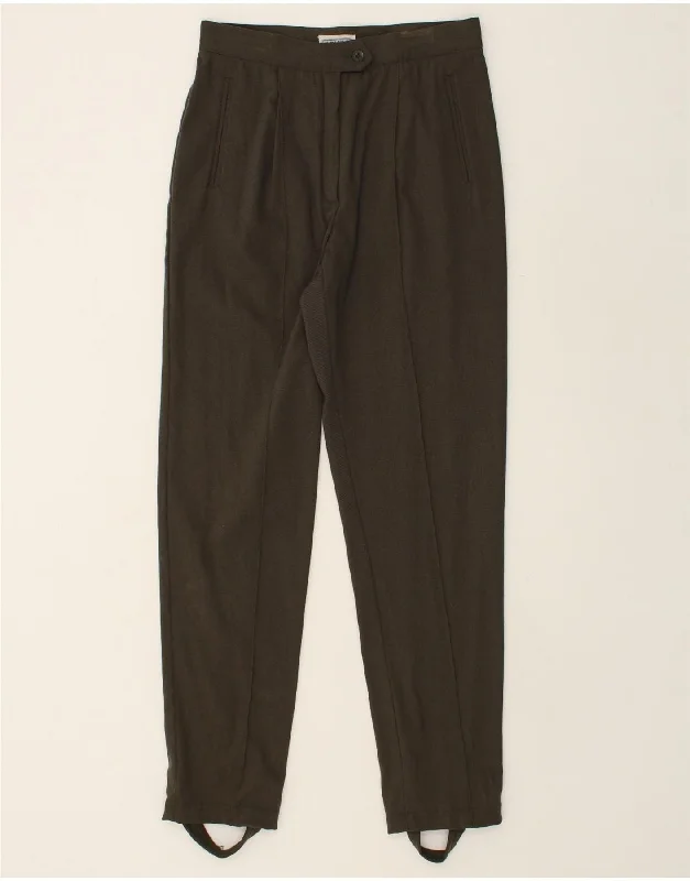 I BLUES Womens Stirrup Slim Casual Trousers IT 46 Large W30 L31 Khaki Wool Trousers sophisticated sleek