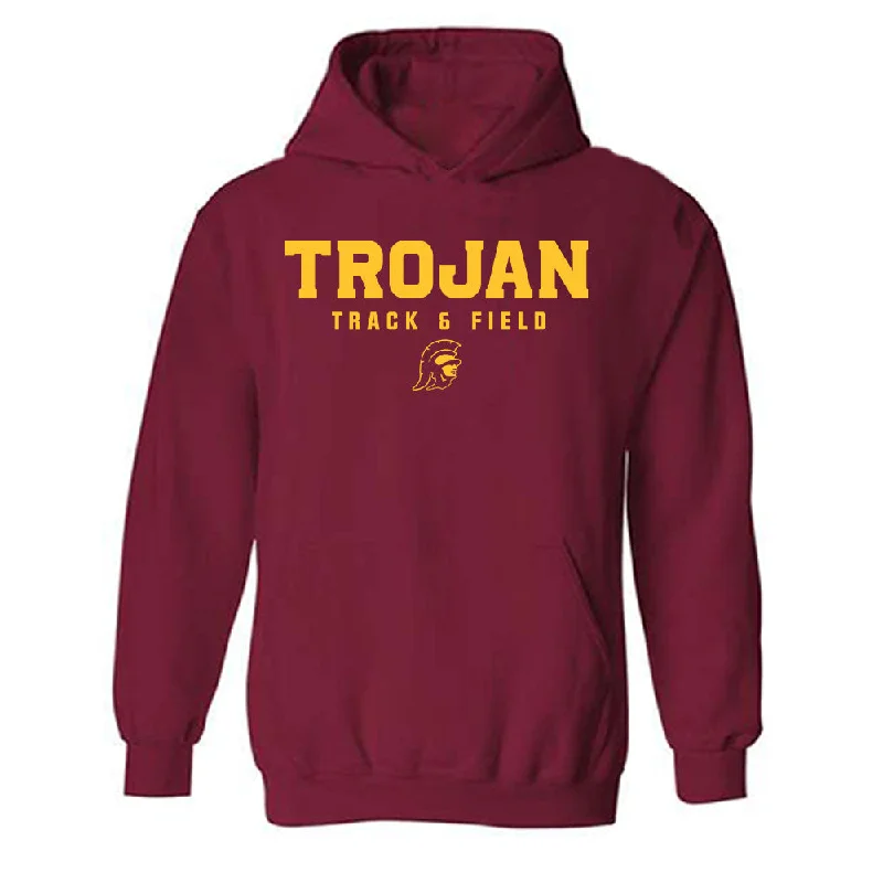 USC - NCAA Women's Track & Field : Rachael Uvieghara - Classic Shersey Hooded Sweatshirt Hoodie with Belted Waist Structured Tailored