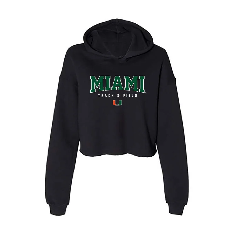 Miami - NCAA Women's Track & Field : Iyonna Codd - Women's Crop Fleece Hoodie Hoodie with Hem Fringe Bohemian Relaxed