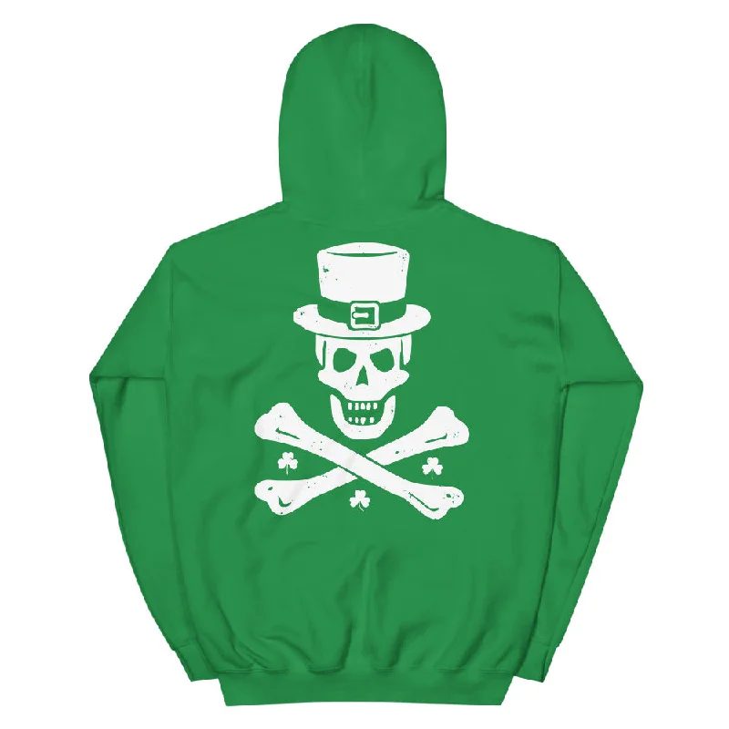 Shamrocks and Crossbones Green Unisex Hoodie Hoodie with Toggle Buttons Decorative Unique