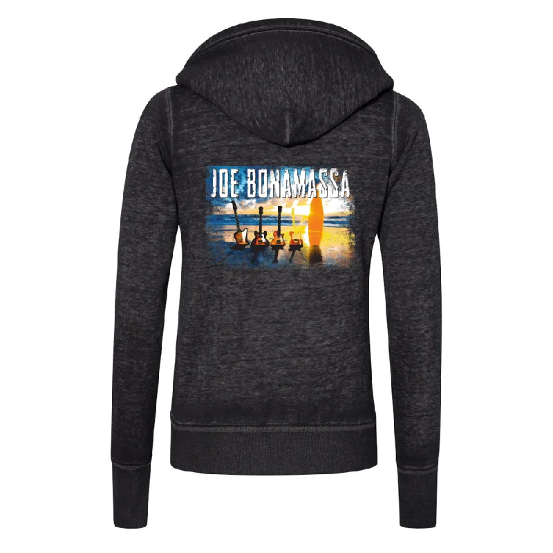 Sunset Blues J. America Zip-Up Hooded Sweatshirt (Women) Hoodie with Set-In Sleeves Structured Classic