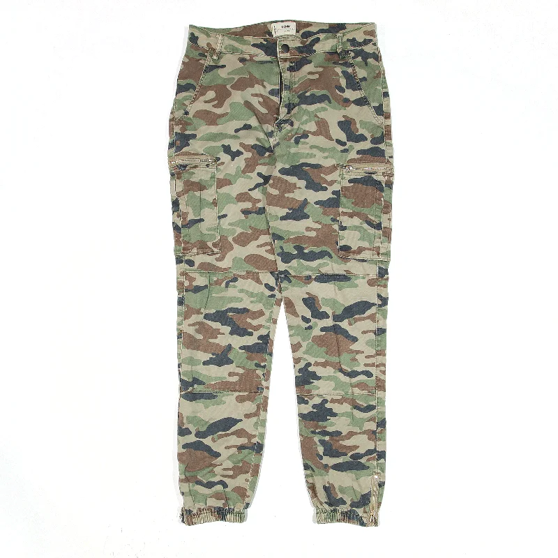 TALLY WEIJL Camo Cargo Trousers Green Slim Tapered Womens W26 L27 Trousers Palazzo Wide Leg