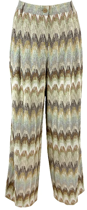 Missoni Chevron Pleated Straight-Leg Trousers in Metallic Trousers Prom Sequined