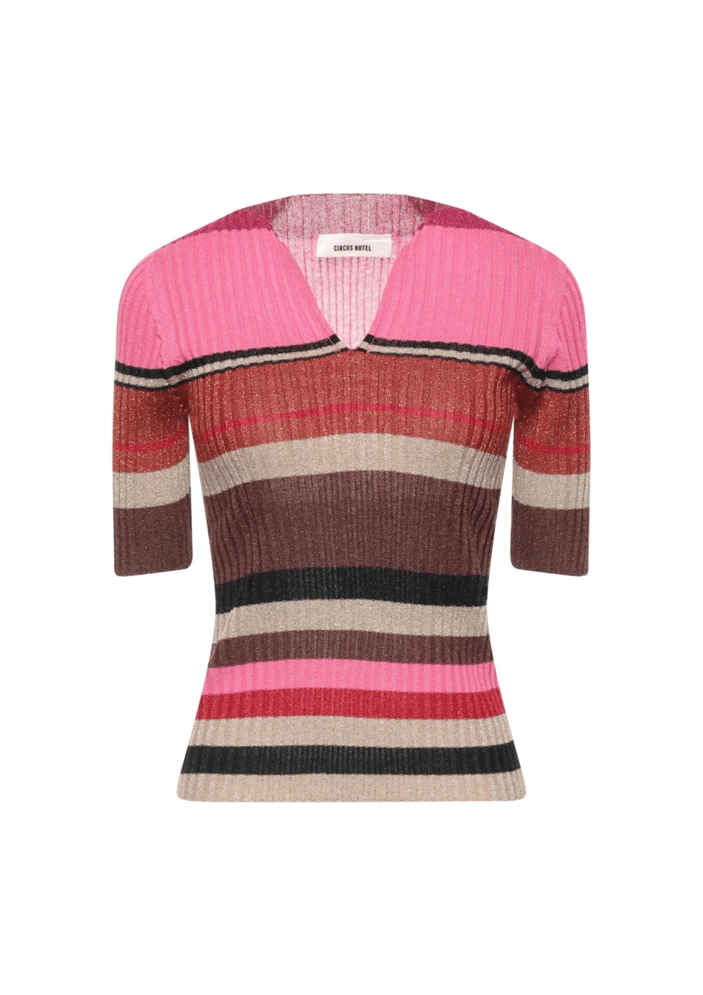 PINK STRIPED PULLOVER Zipper Front Cardigan