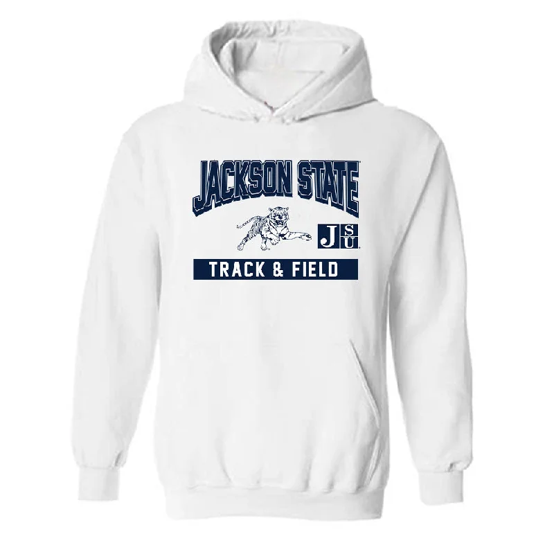 Jackson State - NCAA Women's Track & Field : Callie Calicut - Classic Fashion Shersey Hooded Sweatshirt Hoodie with Slit Hem Functional Movement