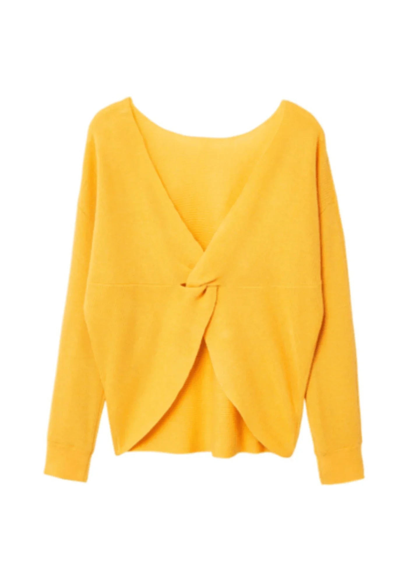 YELLOW KNOTTED PULLOVER Ruffle Neck Pullover