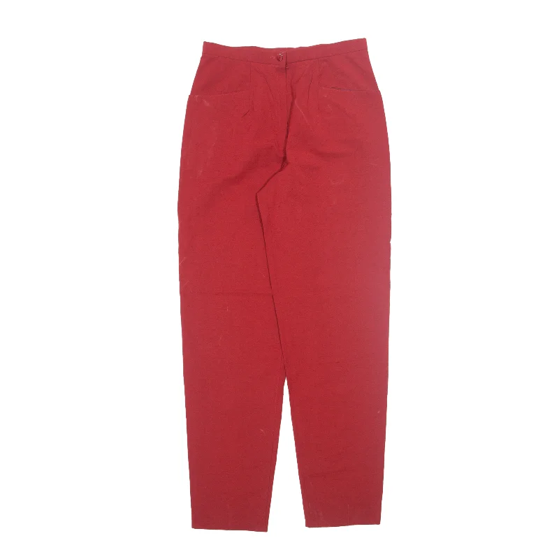 Trousers Red Relaxed Tapered Womens W28 L32 Trousers Business Professional