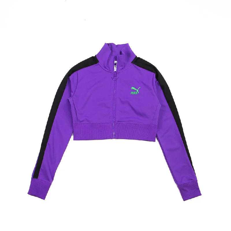 Puma X Dua Lipa T7 Jacket (Purple) Front Pockets Side Pockets Patch Pockets