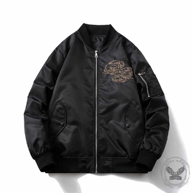 Dragon Embroidery Thickened Baseball Uniform Flight Jacket Rayon Jacket Velvet Jacket Corduroy Jacket