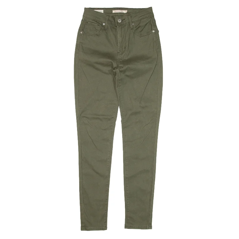 LEVI'S Premium 721 High Rise Trousers Green Slim Skinny Womens W22 L28 Trousers Travel Practical