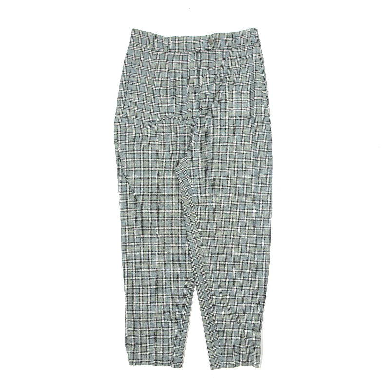 PRIESS Check Blue Trousers W35 L28 Trousers chic elegant