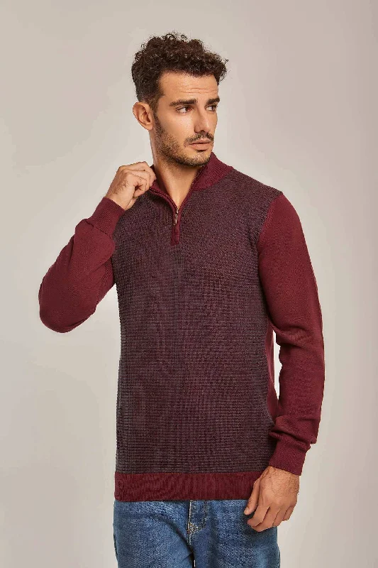 Men Regular Fit Pullover - Brick Red Bolero Style Sweater