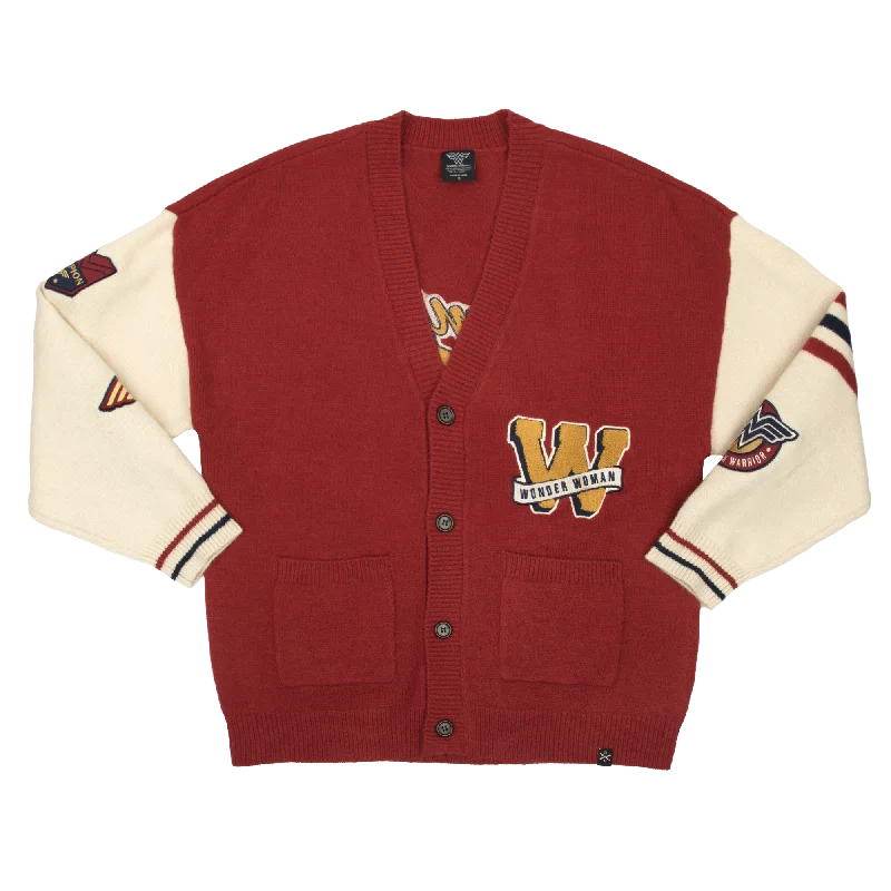 Wonder Woman Varsity Cardigan Welt Pockets Slit Pockets Flap Pockets