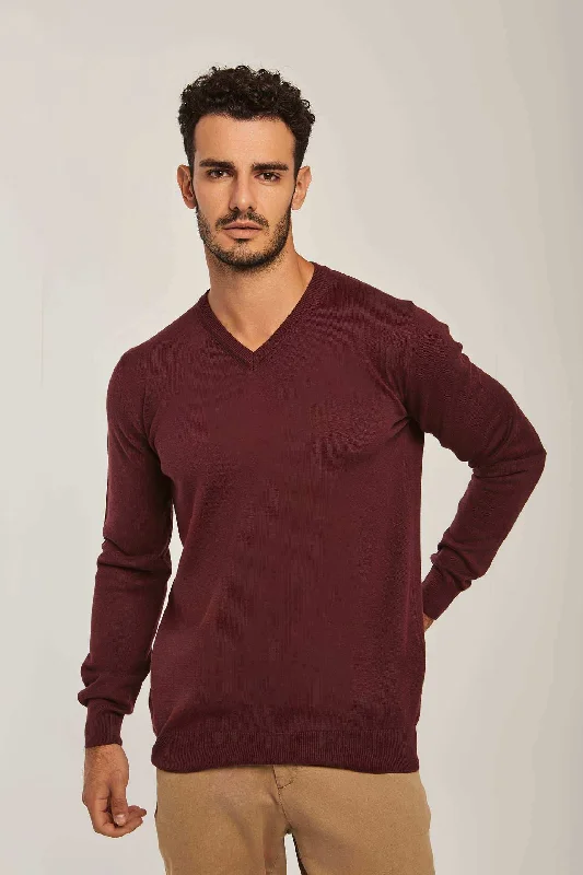 Men Regular Fit Pullover - Red Flare Sleeve Stylish