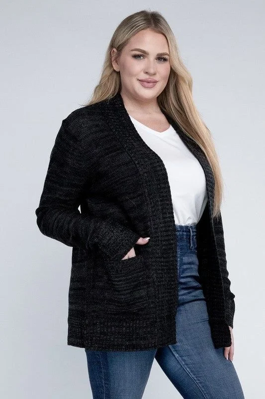 Plus Solid Open Front Cardigan Stylish Fashionable Trendy