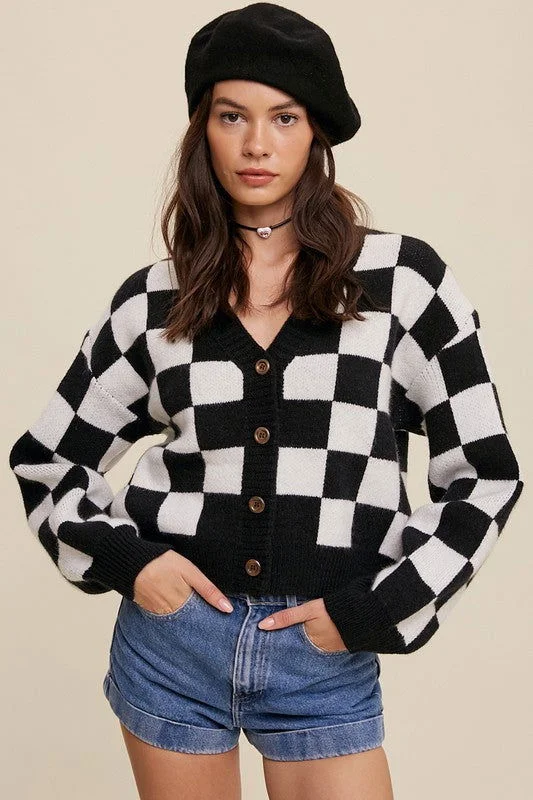 Listicle Bold Gingham Sweater Weaved Crop Cardigan Faux Fur Fabric Real Fur Fabric Shearling Fabric