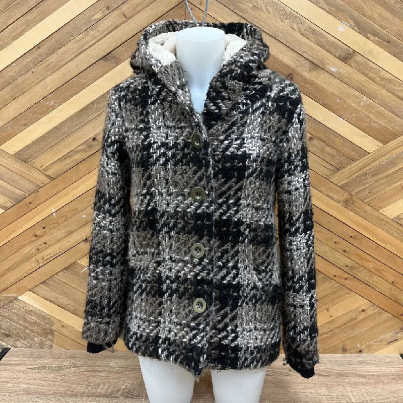 Plaid Knit Cardigan: Black/Gray/Brown-women-MD Cardigan Knitwear Sweater