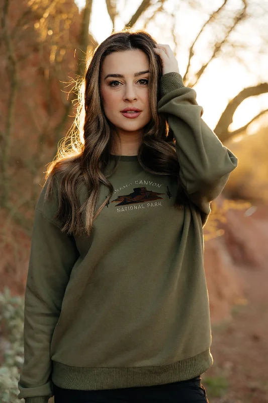 Grand Canyon Pullover-Green Three Quarter Sleeve