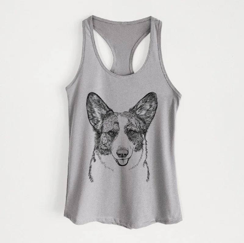 Gabby the Cardigan Welsh Corgi - Women's Racerback Tanktop Welt Pockets Slit Pockets Flap Pockets