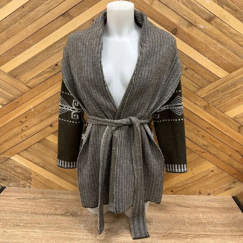 Dylan - Women's Acrylic Open Cardigan with Belt - MSRP comp $130: Army Green/White/Brown-women-XS/S Wool Cardigan Cotton Cardigan Cashmere Cardigan