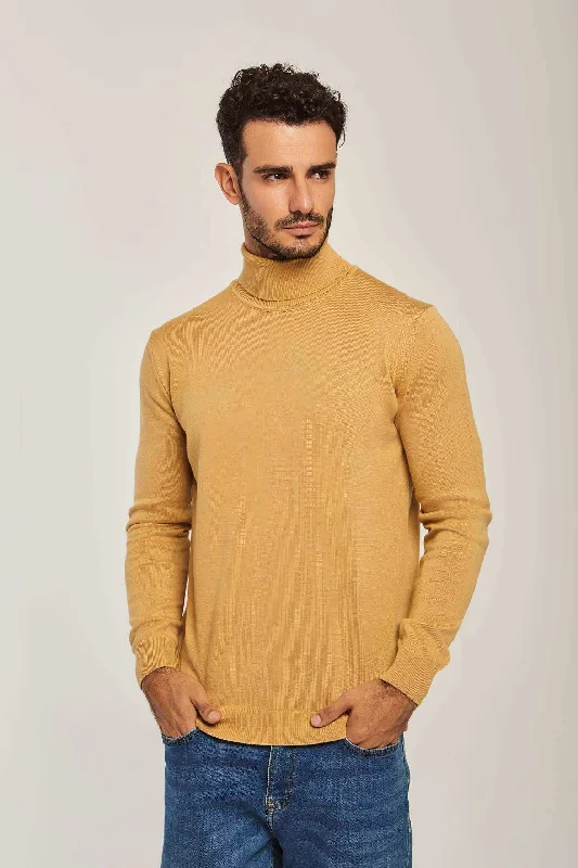 Men Regular Fit Pullover - Brown Bell Sleeve Stylish