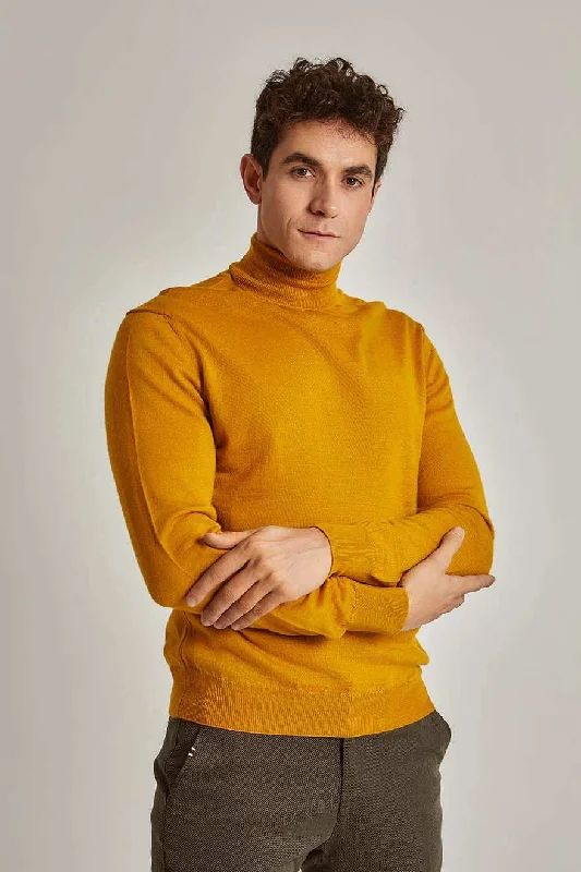 Men Regular Fit Pullover - Orange Bishop Sleeve Elegant