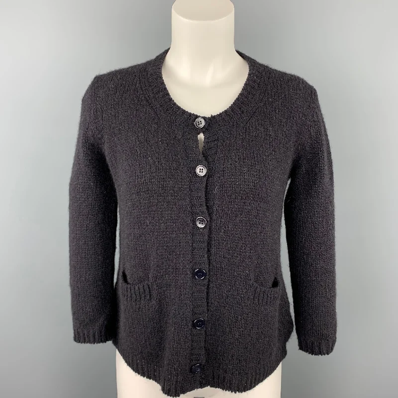 KRISTENSEN DU NORD Size S Black Knitted Cashmere Blend Cardigan Chenille Blend Fleece Blend Nylon Blend