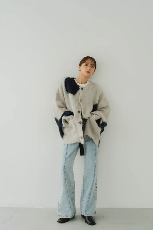 12/26~Shipping Mixed Mohair Cardigan/Graynavy (Additional Sales) Zippered Front Buttoned Front Snap Front