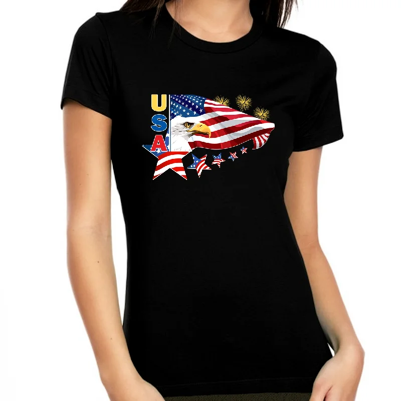 4th of July Shirts for Women USA Shirt American Eagle Shirts for Women American Flag Patriotic Shirts Polka Dot Checkered Tartan